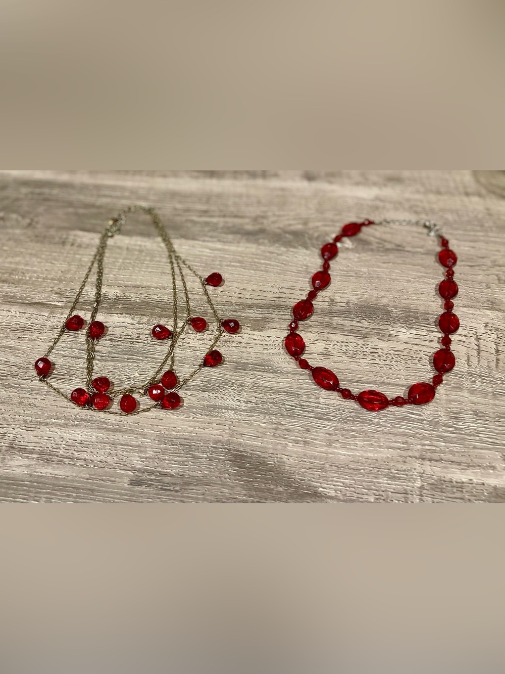 Vintage Garnet Beaded Stunner Layered Necklaces